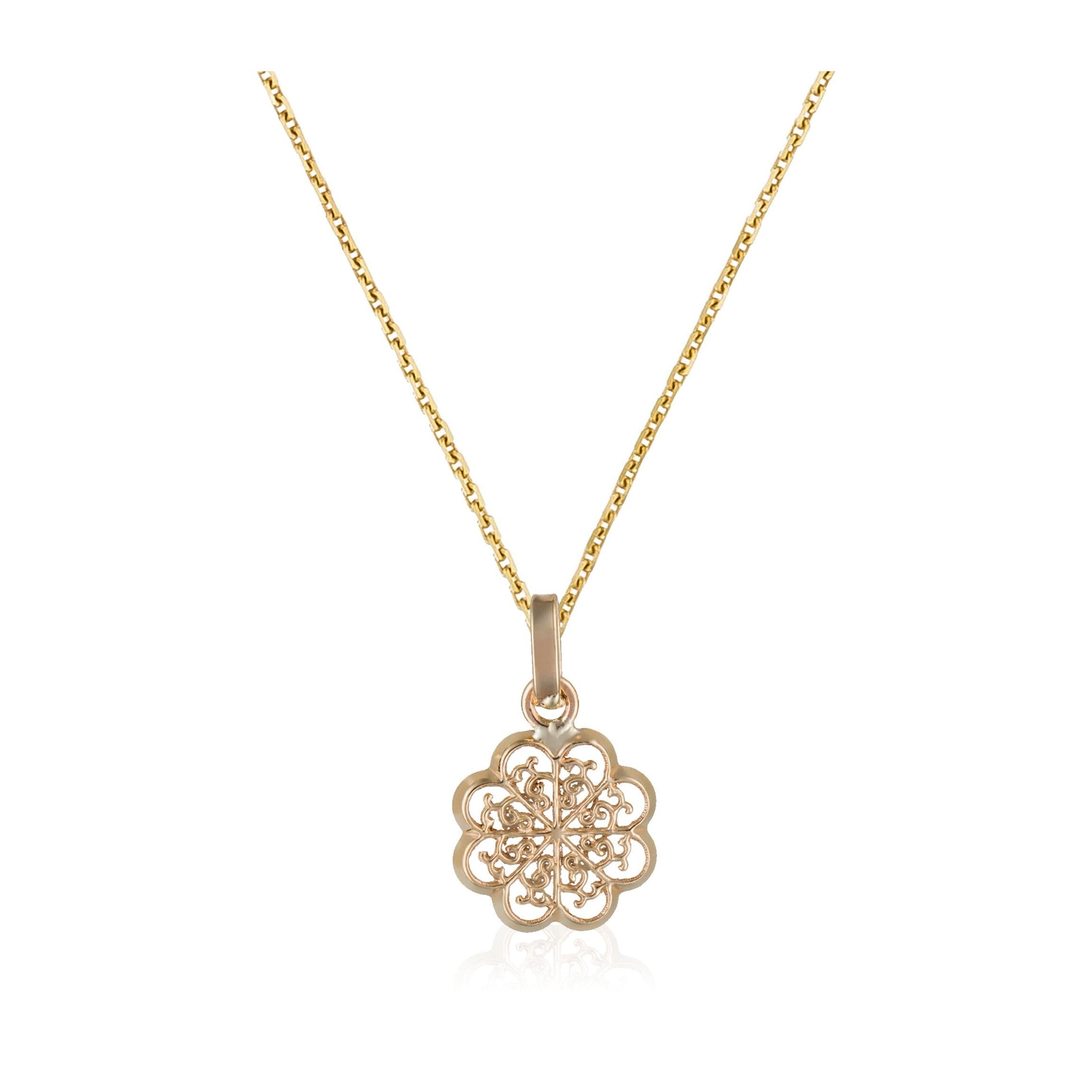 “Flora Medallion” Pendant 375/1000 Yellow Gold