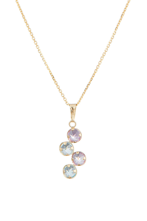"Quadra" Amethyst and Blue Topaz Pendant: 0.35ct/4 - Yellow Gold
