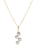 Pendentif "Quadra" Améthyste et Topaze Bleue: 0,35ct/4 - Or Jaune
