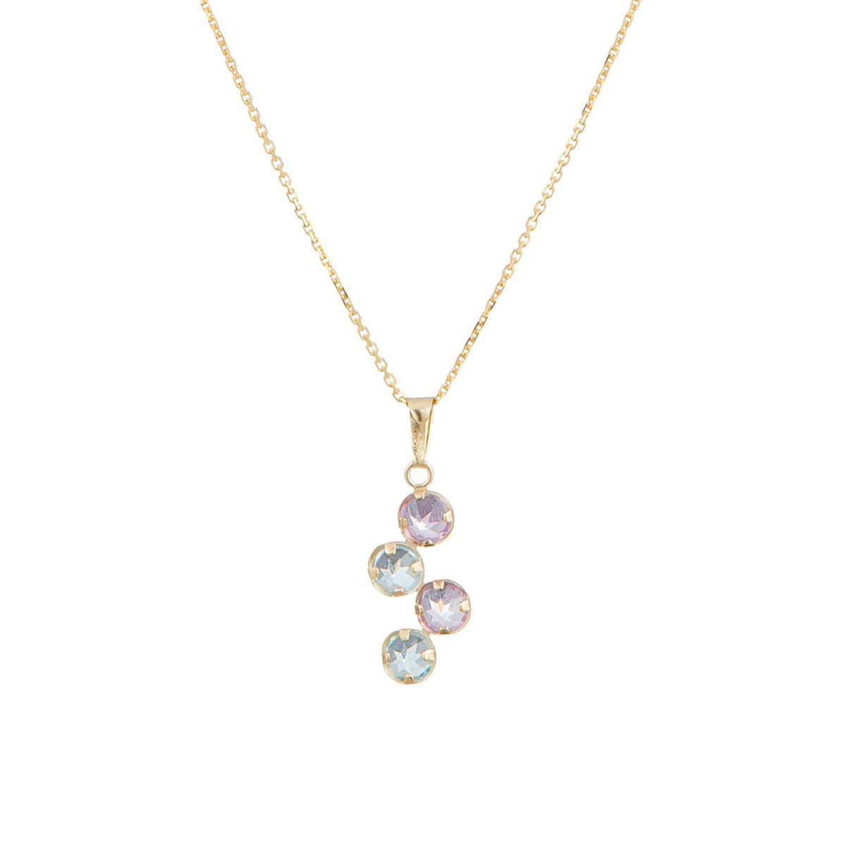 Pendentif "Quadra" Améthyste Et Topaze Bleue: 0,35Ct/4 - Or Jaune 375/1000