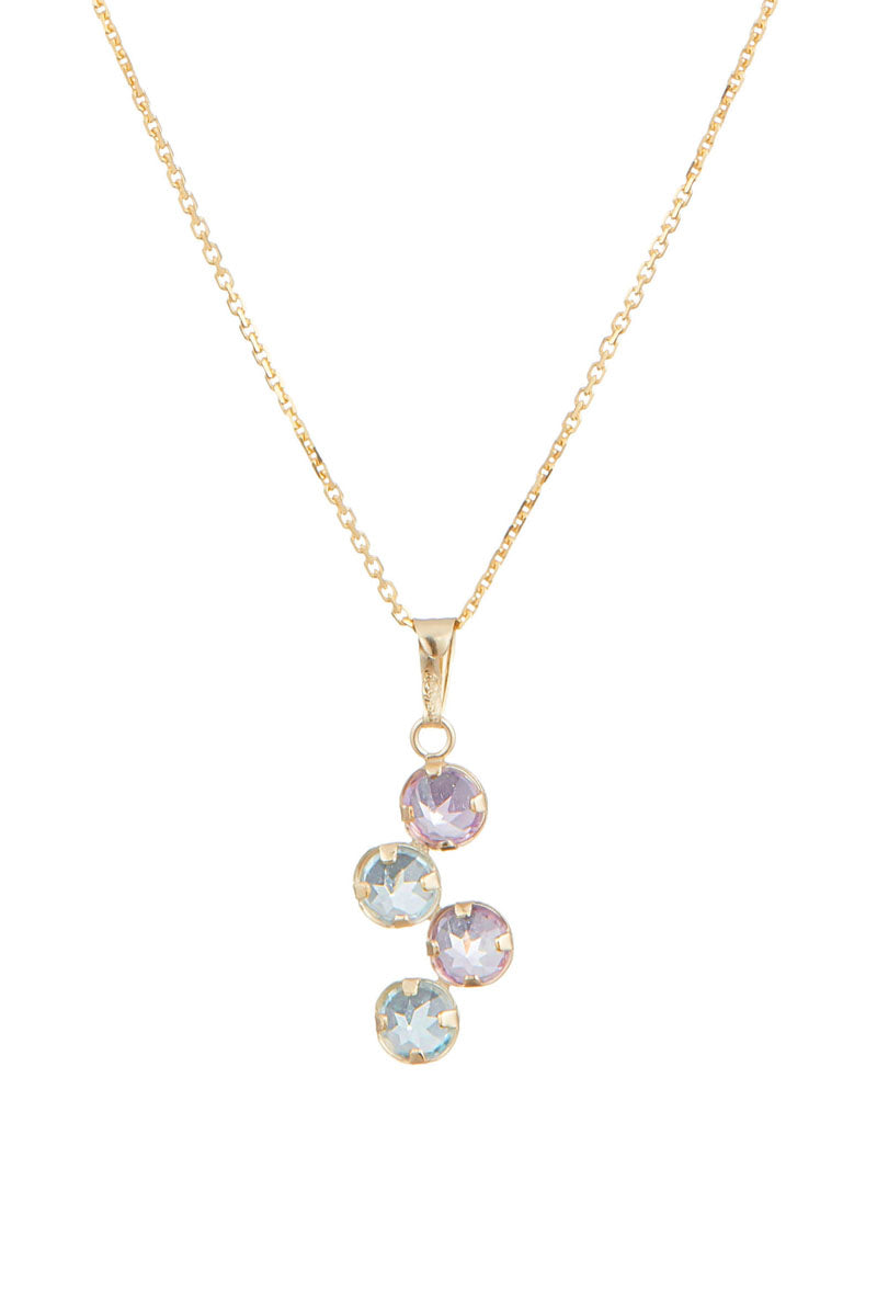 Pendentif "Quadra" Améthyste et Topaze Bleue: 0,35ct/4 - Or Jaune