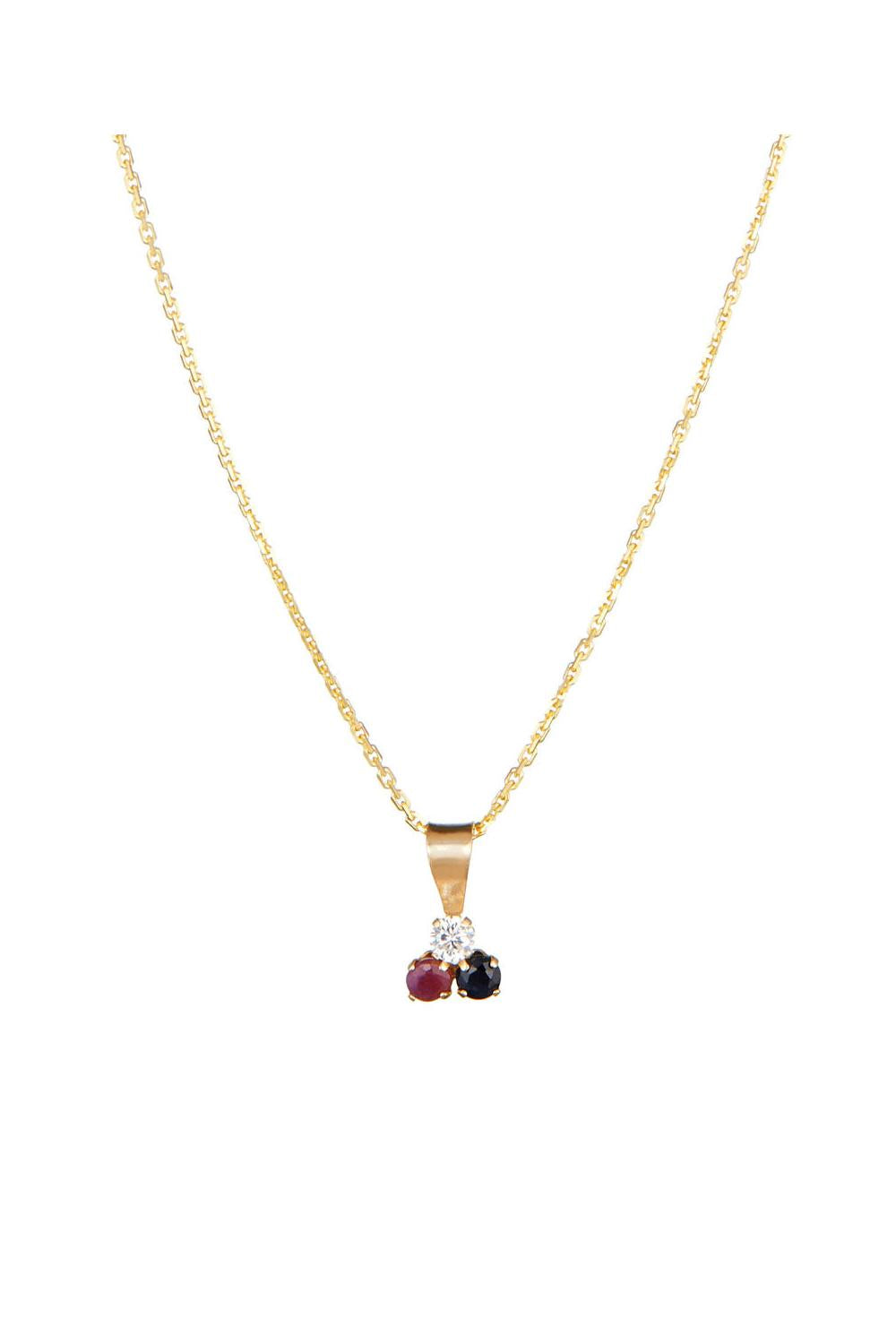 Pendentif "Joli Trio" Saphir Et Rubis:0,01Ct/2