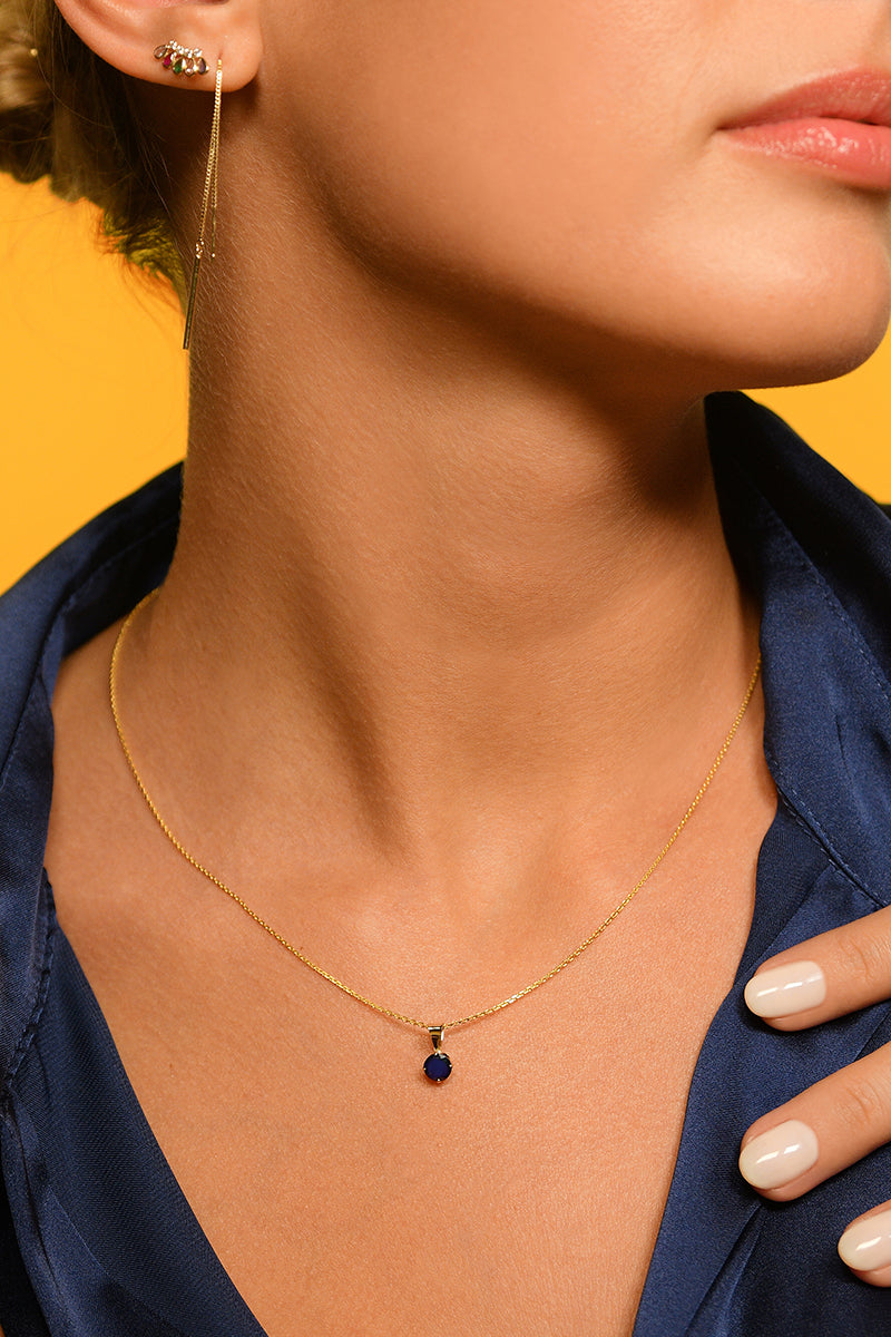 Colgante "Puce" - Zafiro Azul: 0,70Ct/1