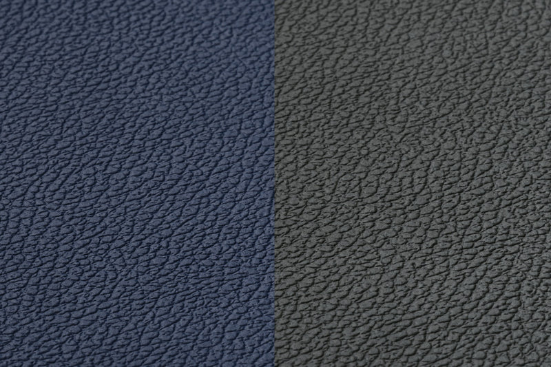 Set De Table Curve Réversible - 6 Pièces - Cuir Recyclé Bleu Nuit Et Gris Anthracite