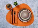 Set De Table Curve Réversible - 6 Pièces - Cuir Recyclé Orange Et Chocolat