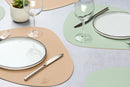 Set De Table Curve Réversible - 6 Pièces - Cuir Recyclé Rose Pâle Et Vert Pâle