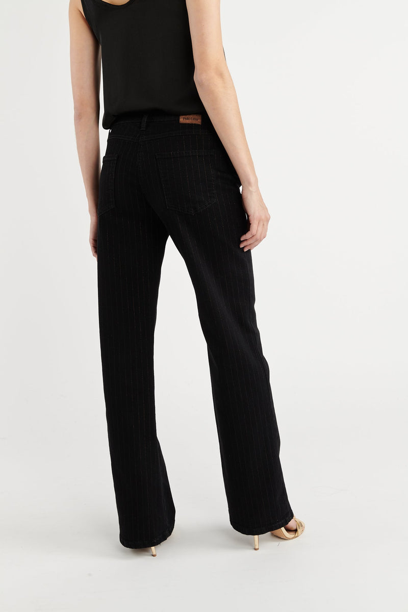 Pantalon Évasé Lurex Belina Noir