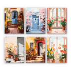 Mini Peinture Par Numéros 15X20Cm (6 Pièces) - Architecture Européenne Et Fleurs