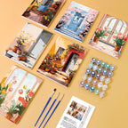 Mini Peinture Par Numéros 15X20Cm (6 Pièces) - Architecture Européenne Et Fleurs