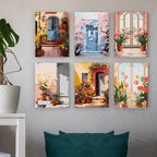 Mini Peinture Par Numéros 15X20Cm (6 Pièces) - Architecture Européenne Et Fleurs