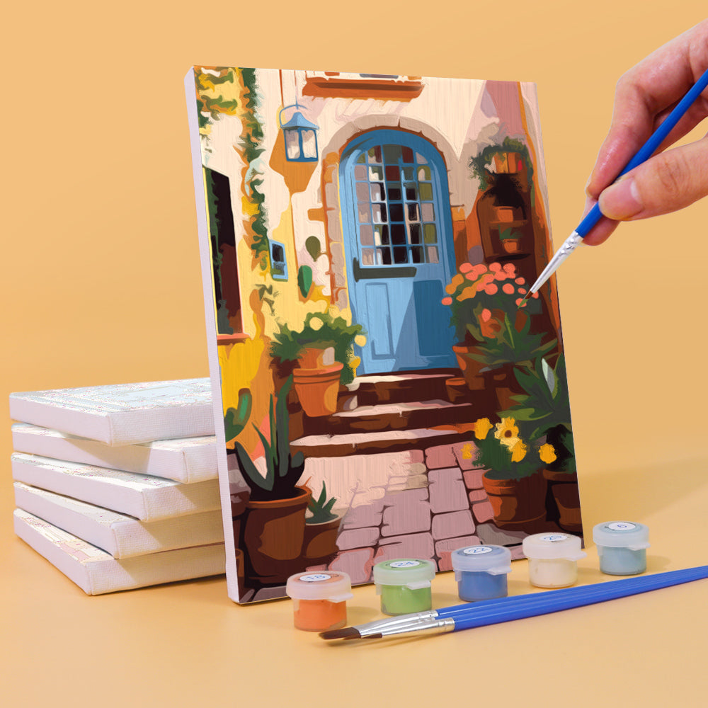 Mini Peinture Par Numéros 15X20Cm (6 Pièces) - Architecture Européenne Et Fleurs