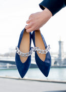 Slippers Pointus Amédée Chain - Daim - Bleu - Femme