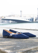 Slippers Pointus Amédée Chain - Daim - Bleu - Femme