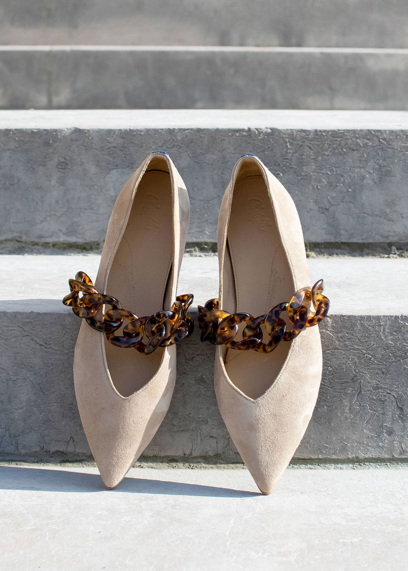 Amédée Chain Pointus Slippers - Suede - Sand - Women