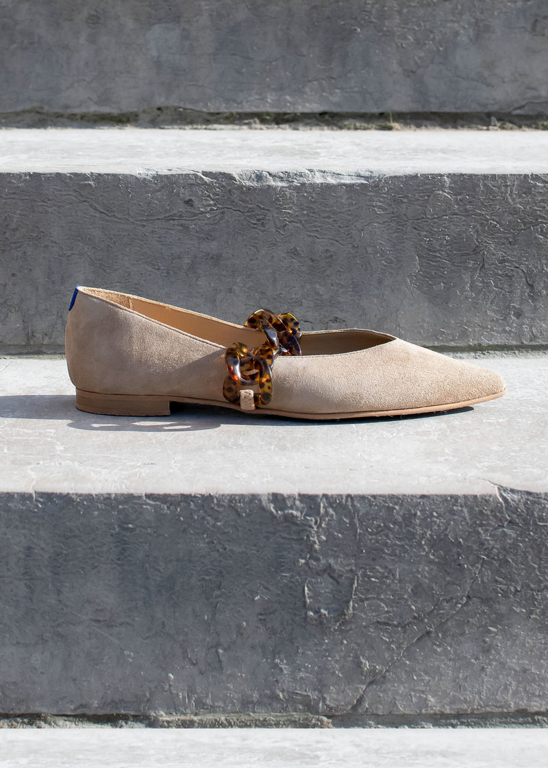Amédée Chain Pointus Slippers - Suede - Sand - Women