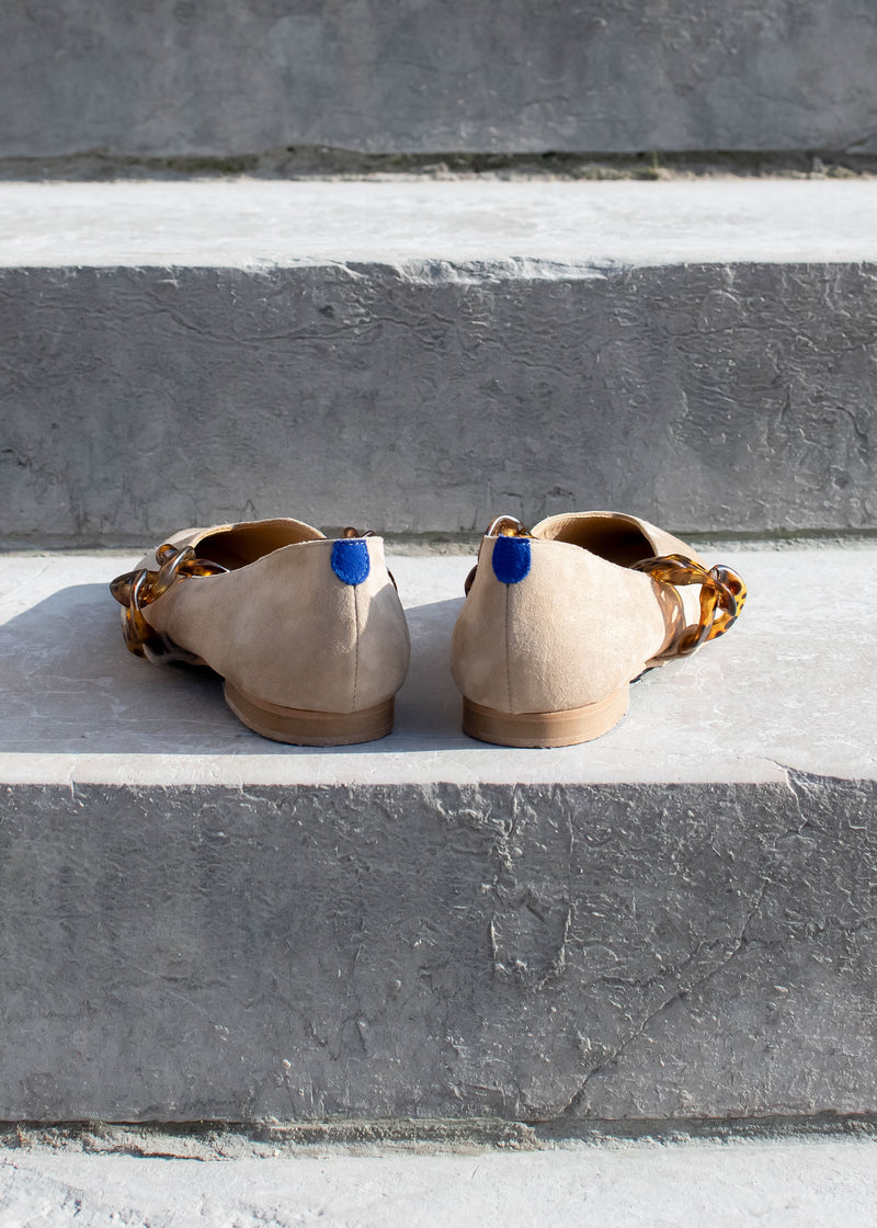 Amédée Chain Pointus Slippers - Suede - Sand - Women