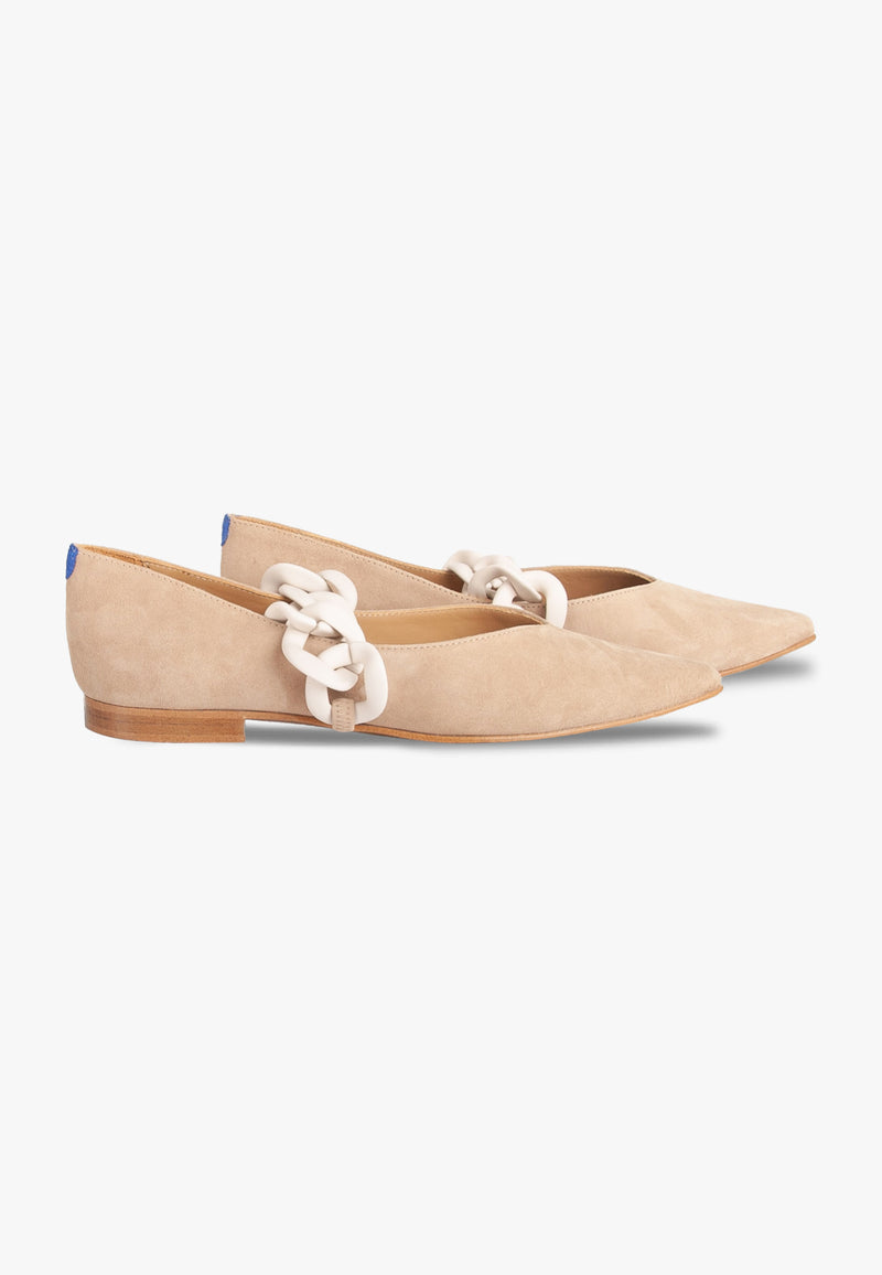 Amédée Chain Pointus Slippers - Suede - Sand - Women