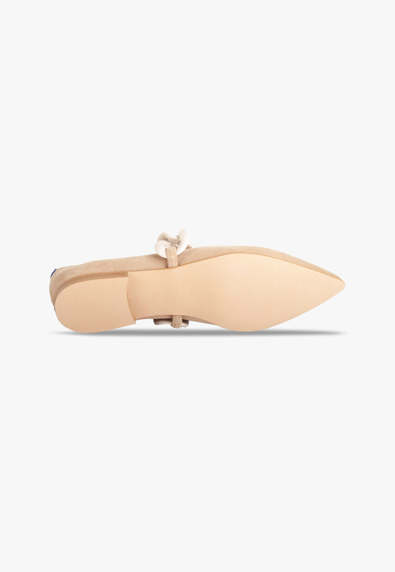 Amédée Chain Pointus Slippers - Suede - Sand - Women