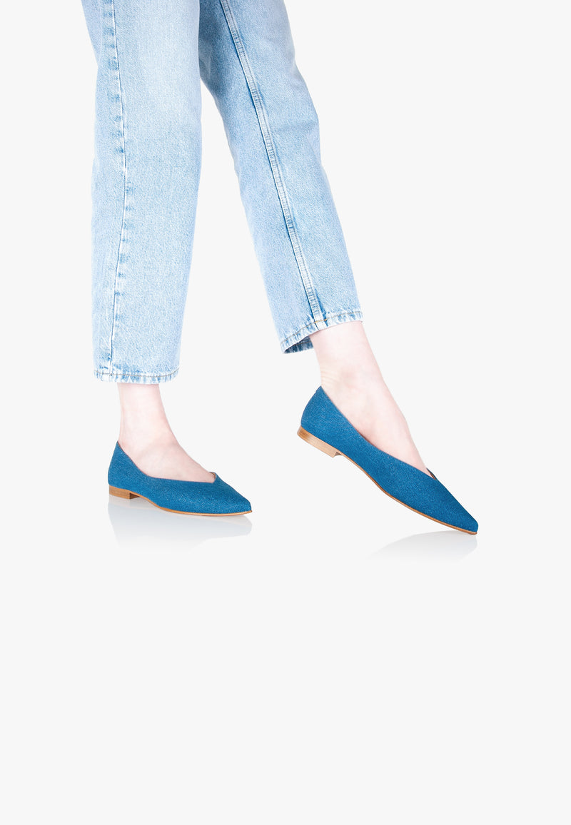 Slippers Pointus Amédée Chain - Denim - Bleu Fonce - Femme