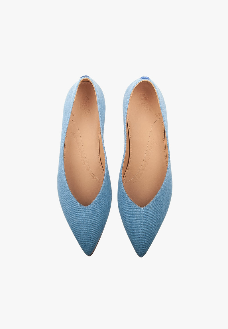 Slippers Pointus Amédée Chain - Denim - Bleu Clair - Femme