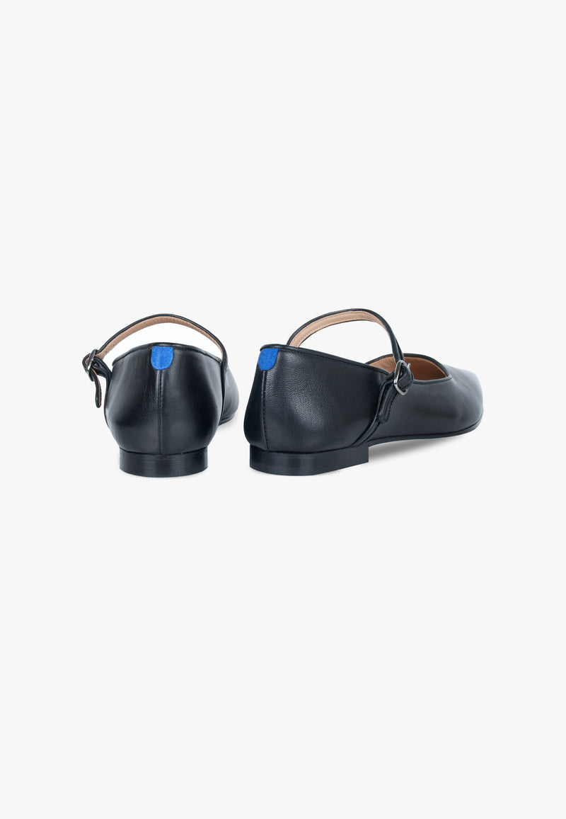 Slippers Mary Janes Pointus - Cuir - Noir - Femme