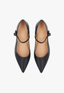 Slippers Mary Janes Pointus - Cuir - Noir - Femme