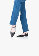 Slippers Mary Janes Pointus - Cuir - Noir - Femme