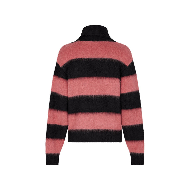 Pull - Rayures Noir/Rose - Femme