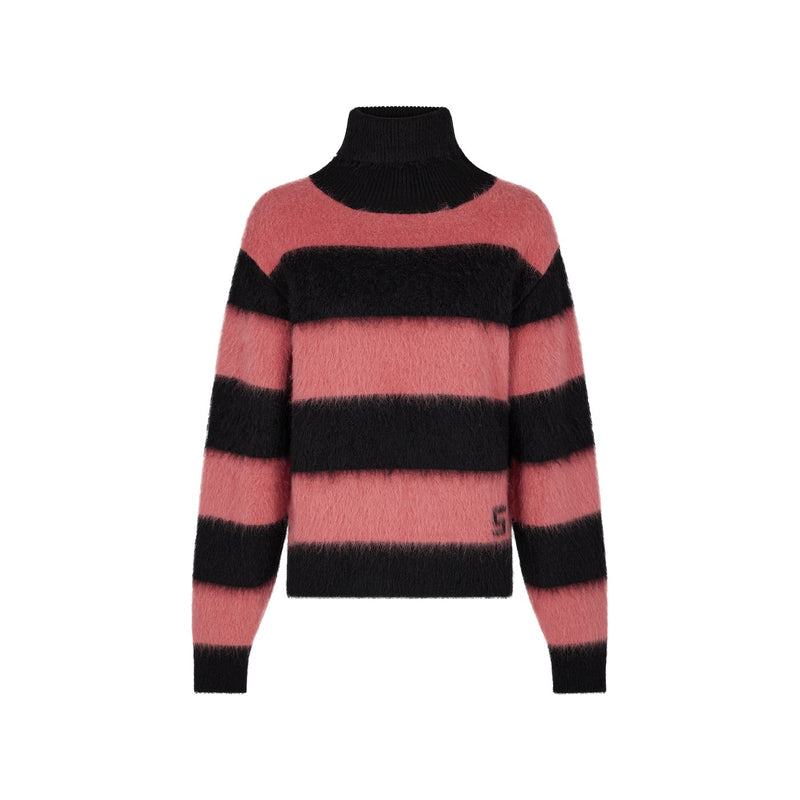 Pull - Rayures Noir/Rose - Femme