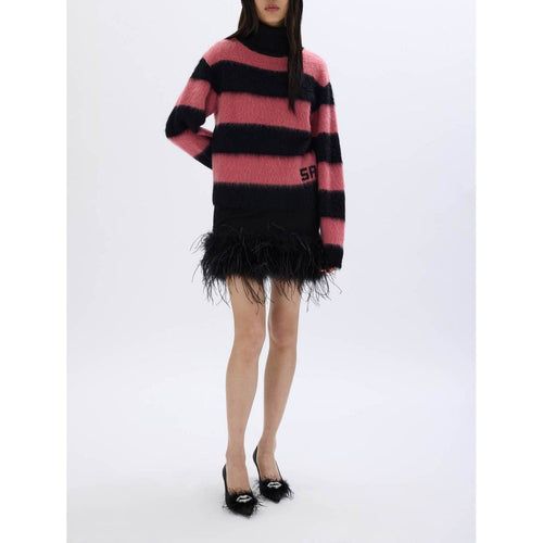 Pull - Rayures Noir/Rose - Femme