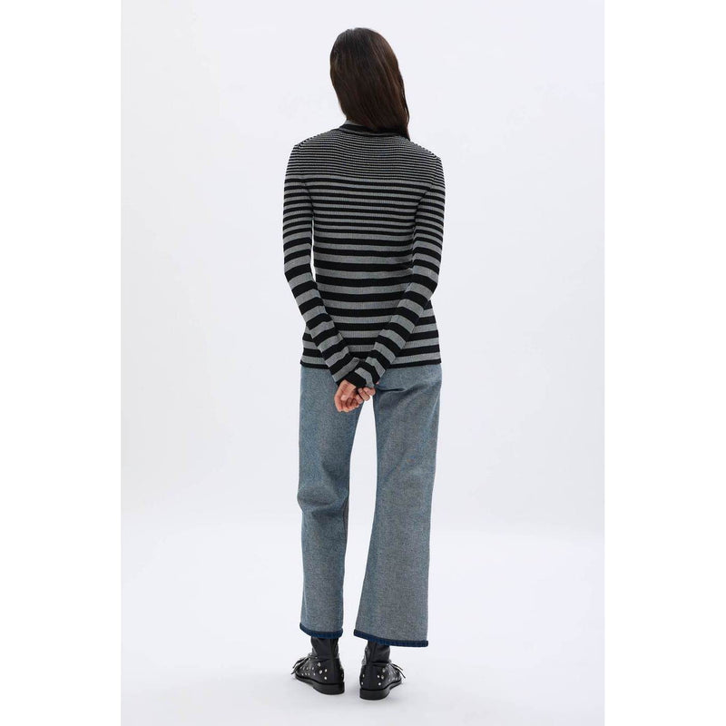 Pull - Raye Noir/Argent - Femme