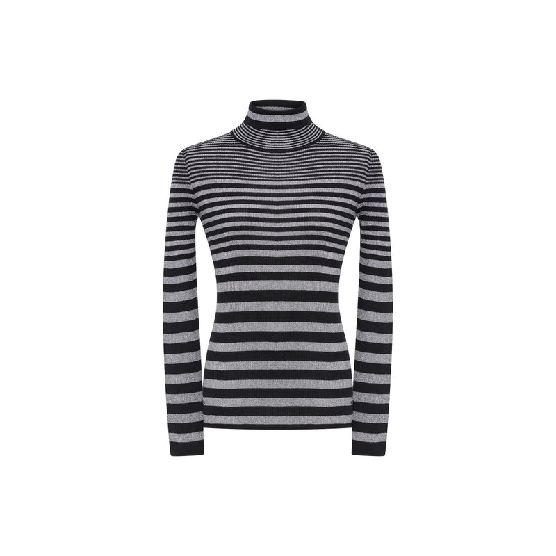 Pull - Raye Noir/Argent - Femme