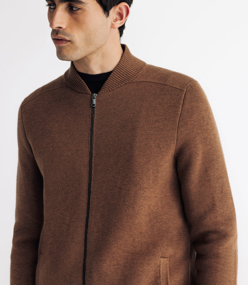 Pull Gilet Zippé Col Teddy Camel