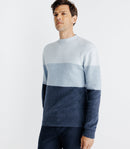 Pull Col Rond Rayé Bleu