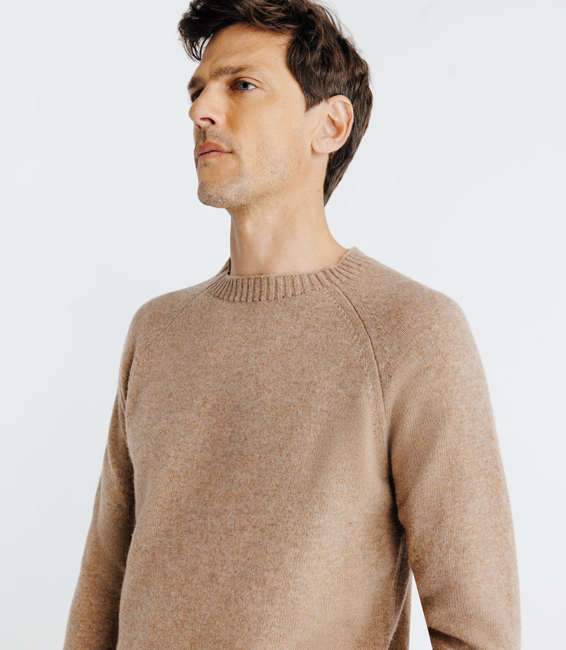 Pull manches longues col rond beige - IZAC