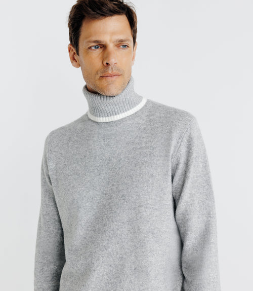 Pull Col Roulé Gris