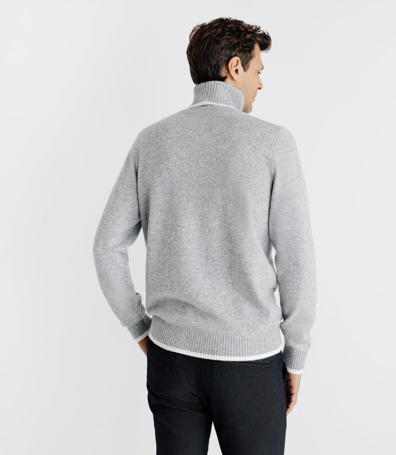 Pull Col Roulé Gris