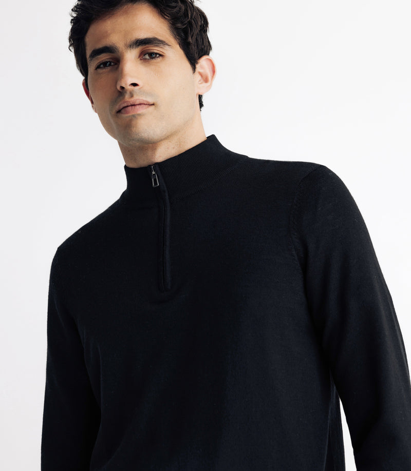 Pull avec demi zip noir - IZAC