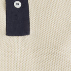 Polo En Maille Nid D'Abeille Écru Et Marine