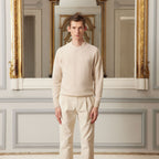 Pull En Laine Mérinos Beige Chiné
