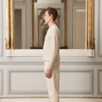 Pull En Laine Mérinos Beige Chiné