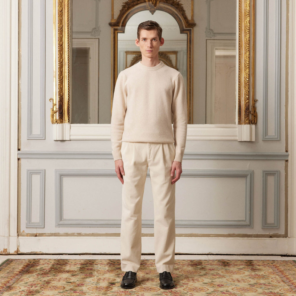 Pull En Laine Mérinos Beige Chiné