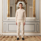 Pull En Laine Mérinos Beige Chiné