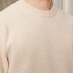 Pull En Laine Mérinos Beige Chiné