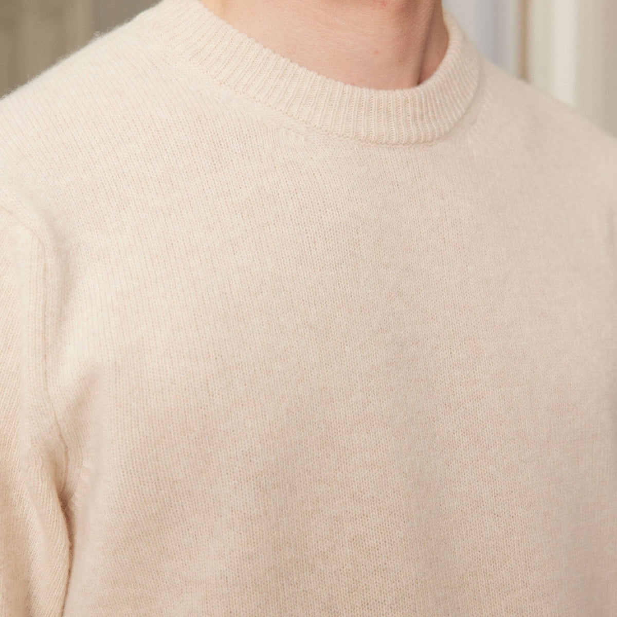Pull En Laine Mérinos Beige Chiné