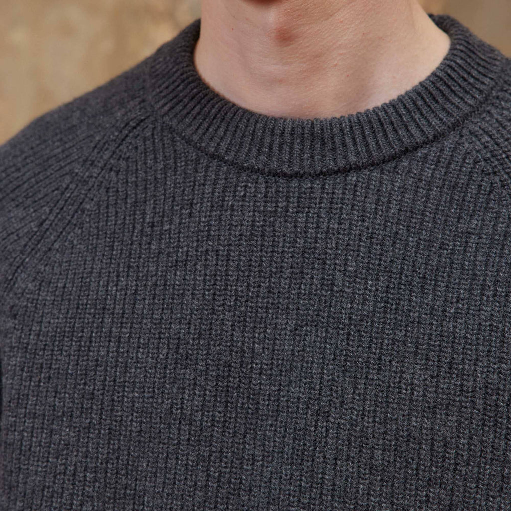 Pull En Laine Mérinos Gris Anthracite