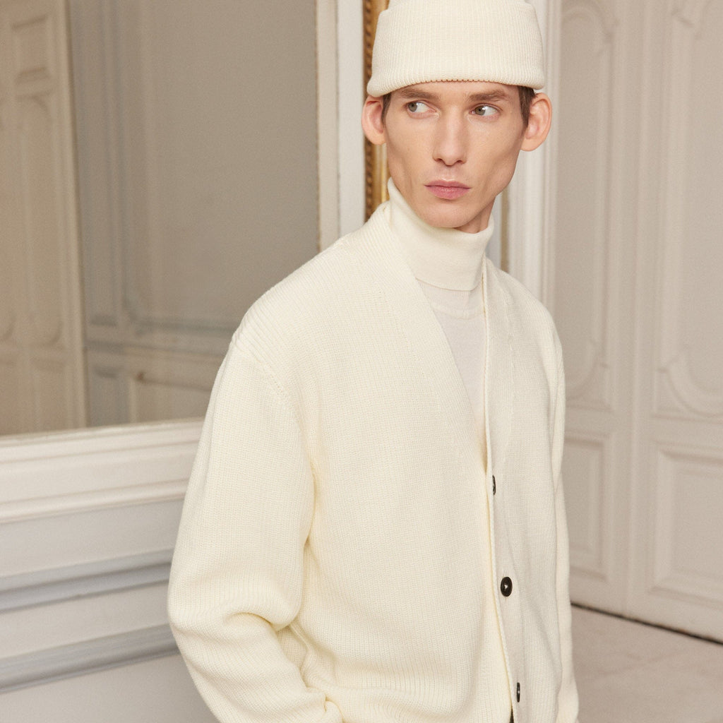 Cardigan En Laine Mérinos Écru