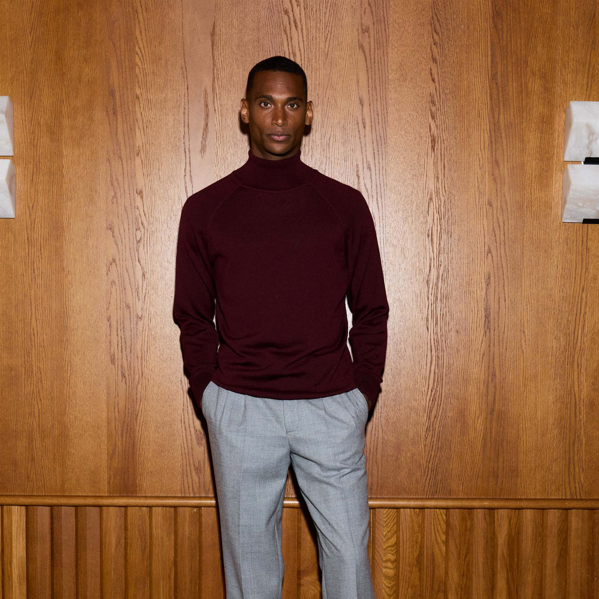 Pull À Col Roulé En Laine Mérinos Bordeaux