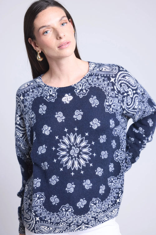 Pullover Bandana Apache - Bleu Marine Et Blanc - Femme