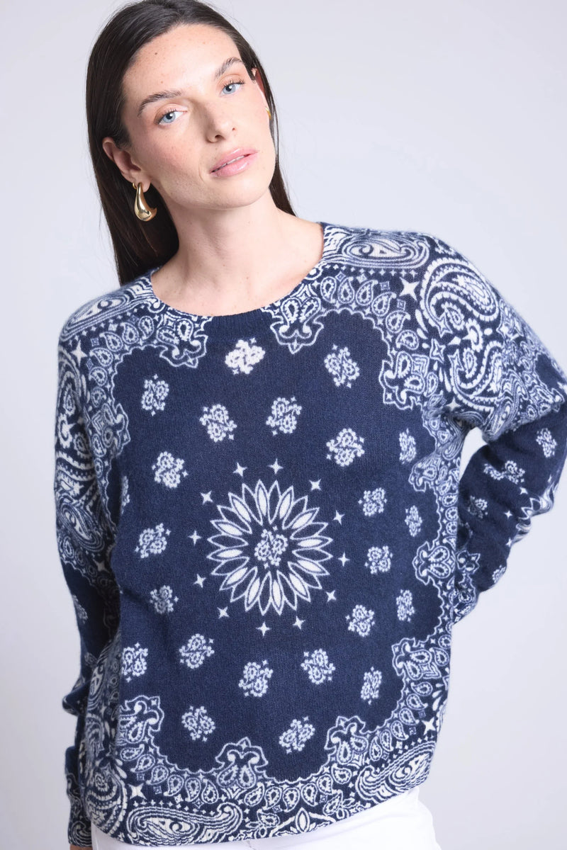 Pullover Bandana Apache - Bleu Marine Et Blanc - Femme